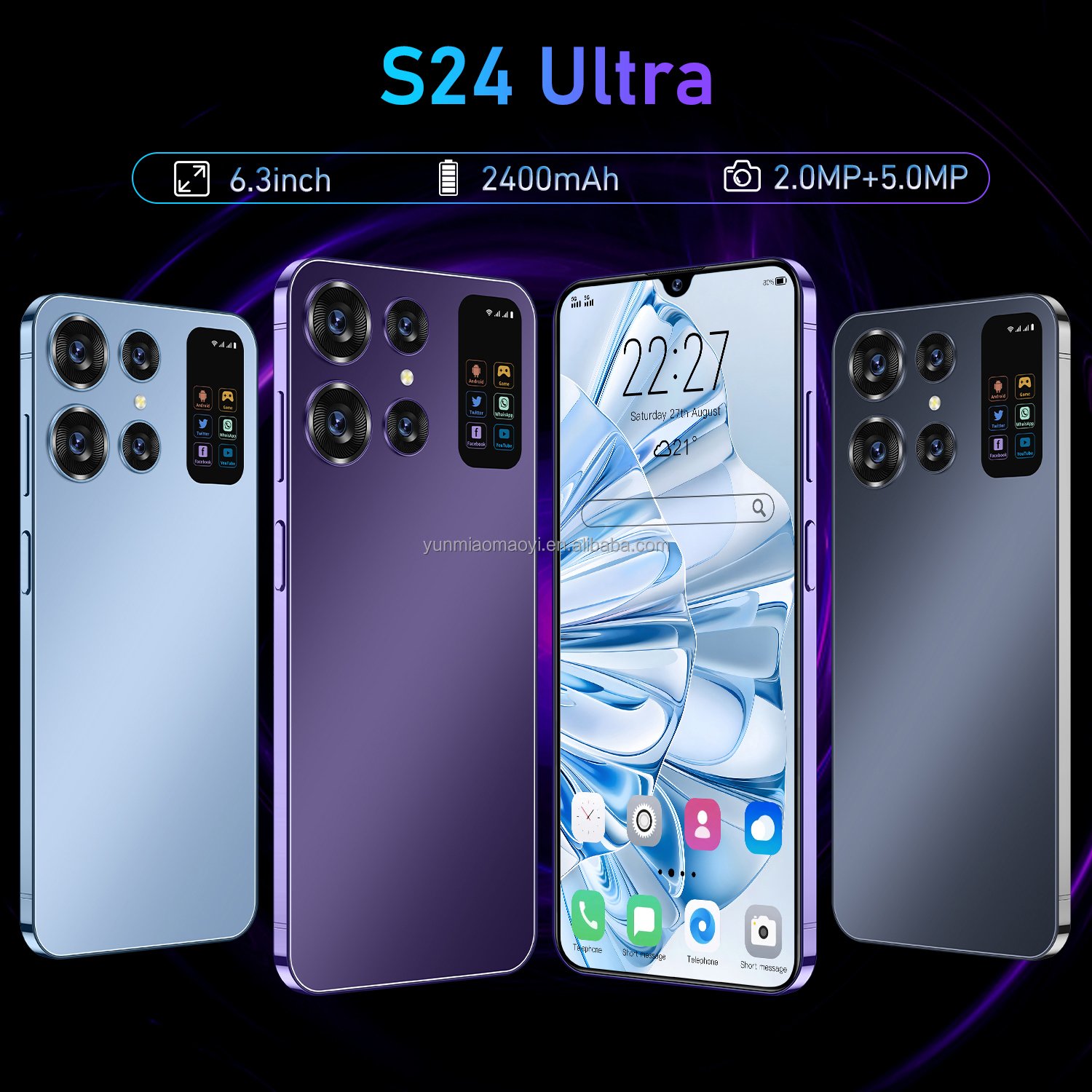 Phone S24 Ultra 3G Smartphone 5.0MP Camera Android 8.1 Mobile Phone Wholesale Best-selling Fashion Smart Phone 2MP HD OEM 5MP